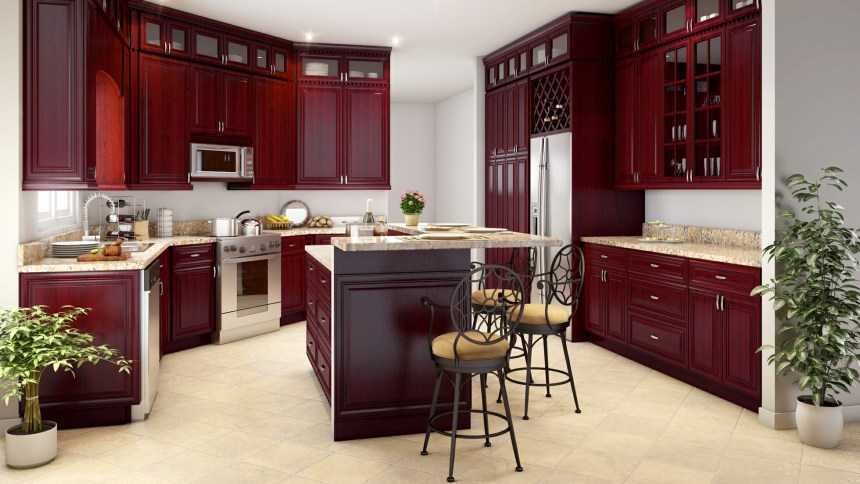 Бордовая кухня — все плюсы и главные достоинства цвета в интерьере современной кухни (105 фото новинок!)