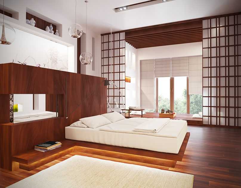 Дизайн спальни в японском стиле