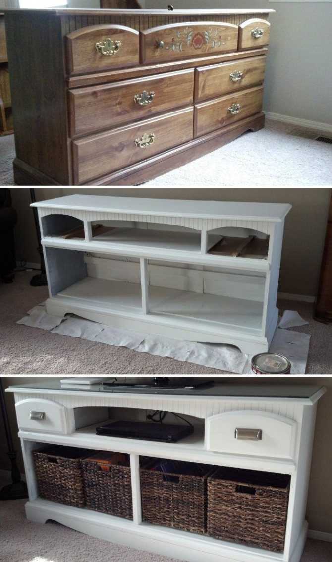 Способы обновления старой мебельной стенки своими руками, примеры в фото до и после