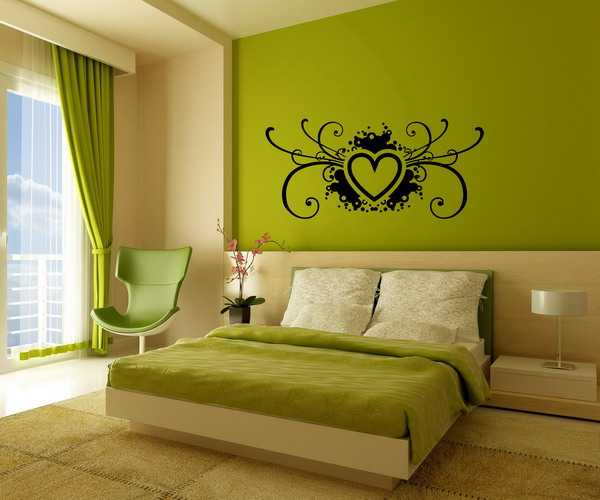 Спальня с зеленой кроватью, выбор основных и дополнительных цветов для интерьеров в разных стилях - 28 фото