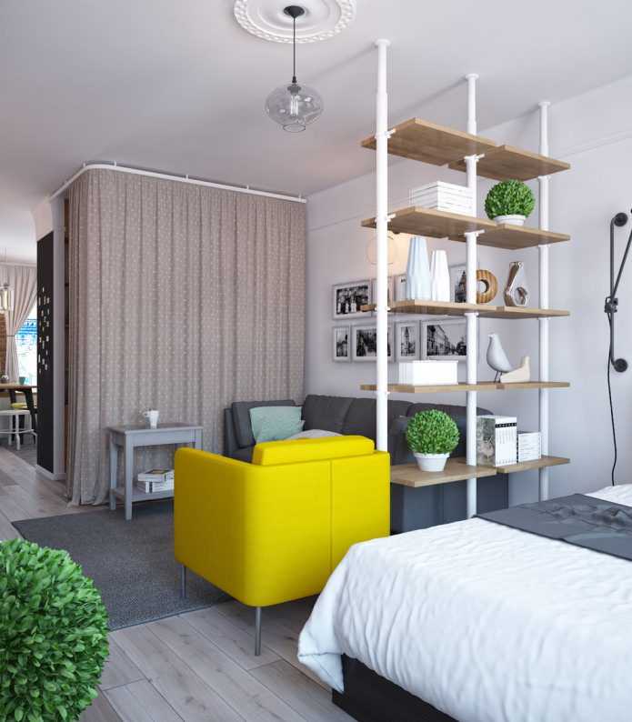 70 идей зонирования однокомнатной квартиры - фото, способы и дизайн