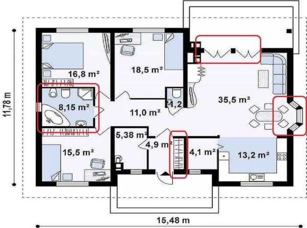Планировка одноэтажного дома с 3 спальнями: как сделать ее оптимальной