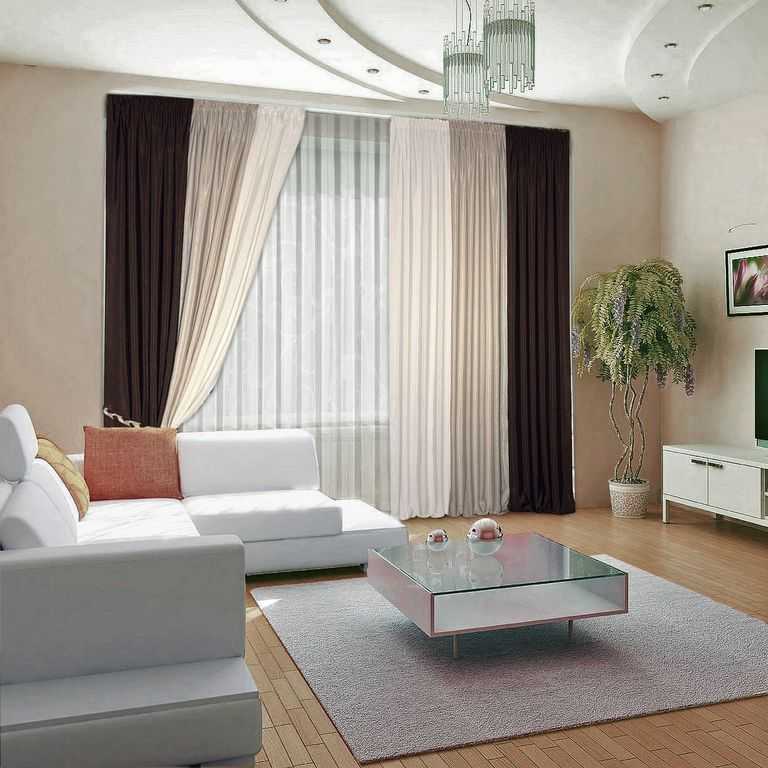 Варианты дизайна гостиной с двумя окнами
