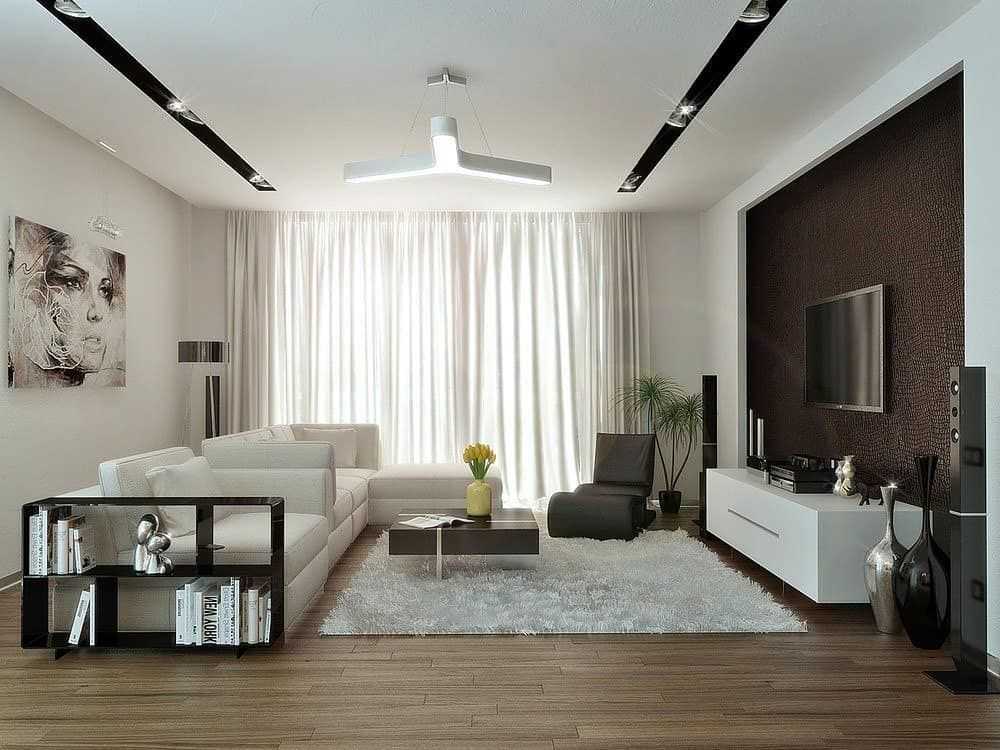 Лаконичный минимализм на просторах гостиной - 82 фото примера