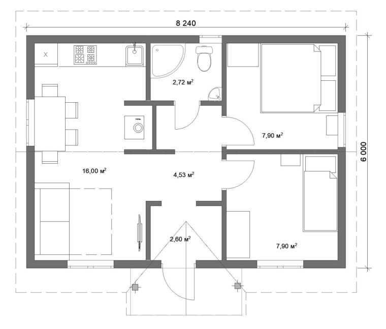 Проекты домов 8 на 8: варианты планировок и наружного дизайна