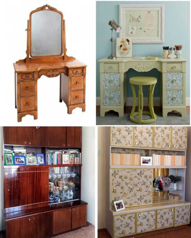 Переделка старой мебели своими руками, до и после, популярные техники