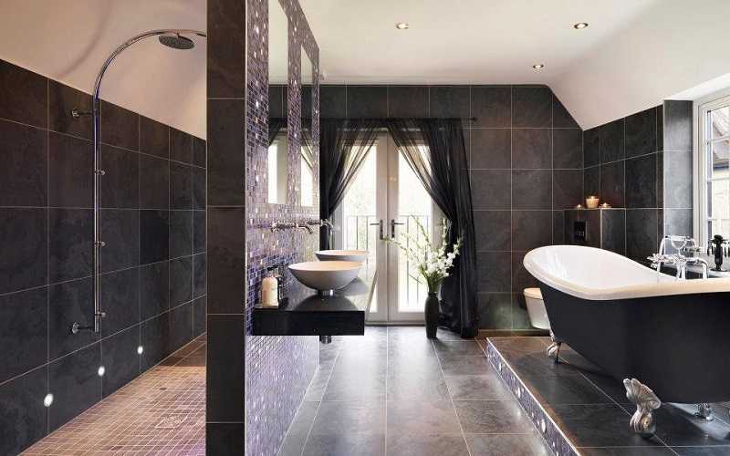 Создание стильного интерьер в ванной комнате из керамогранита