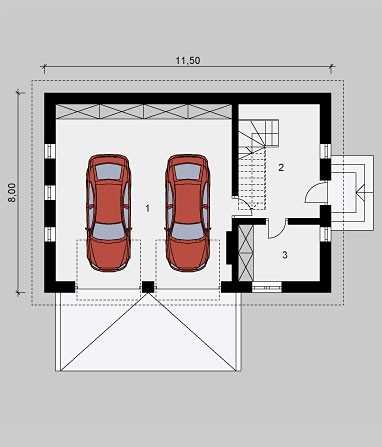 Проект гаража на 2 машины с хозблоком г 06-68