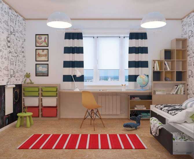 Детская комната для двоих разнополых: зонирование, бюджетный вариант дизайна для мальчика и девочки разного возраста - 25 фото
