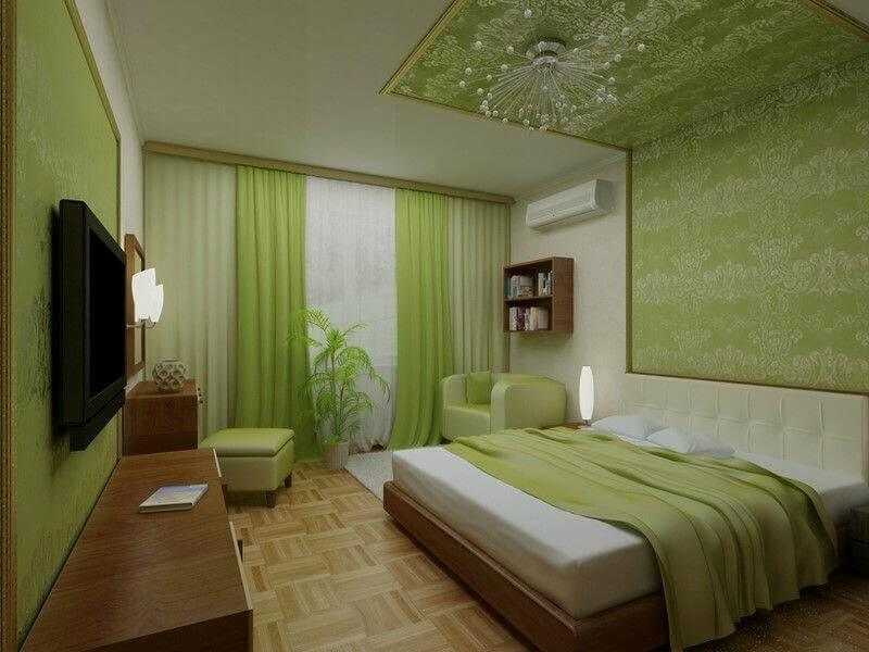 Дизайн спальни в серых тонах: интерьер с яркими акцентами синего, розового и зеленого цвета
 - 29 фото