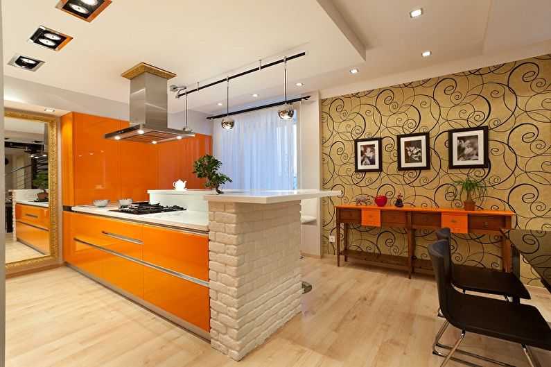 Дизайн кухни в оранжевом цвете – особенности оформления