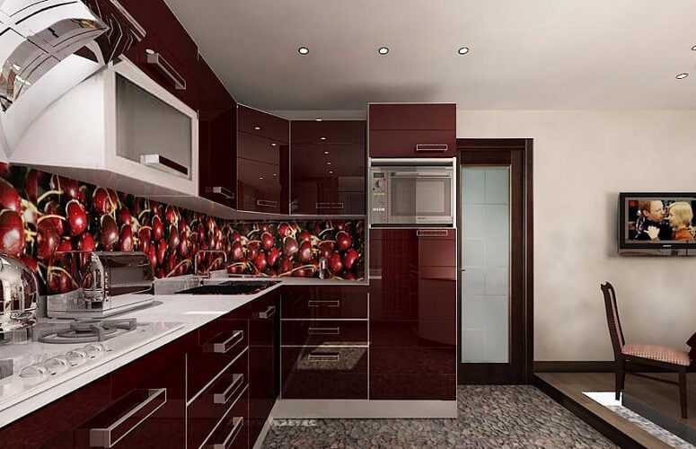 Бордовая кухня: сочетание бордового цвета с другими цветами в интерьере - 45 фото