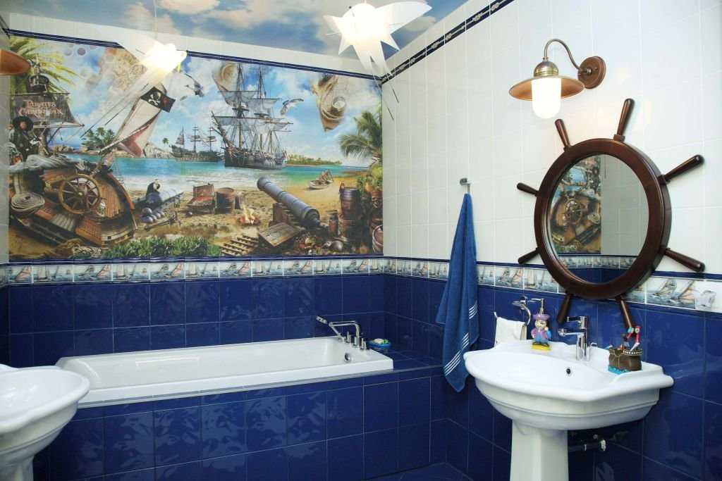 Морской стиль в интерьере ванной: тонкости декора и отделки