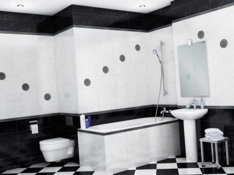 Черно-белая ванная комната: варианты дизайна