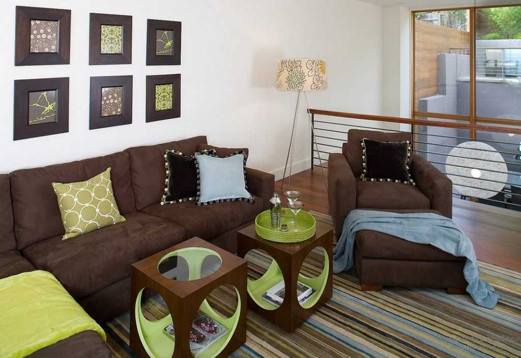Интерьер гостиной в коричневых тонах для комфорта и душевного равновесия