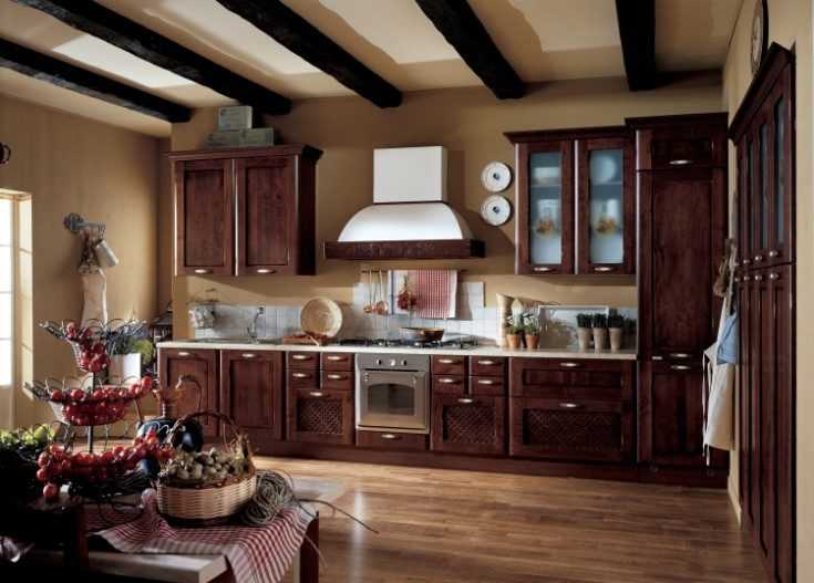 Дизайн светлой и темной кухни в классическом стиле: интерьер с современным гарнитуром в классических тонах
 - 21 фото