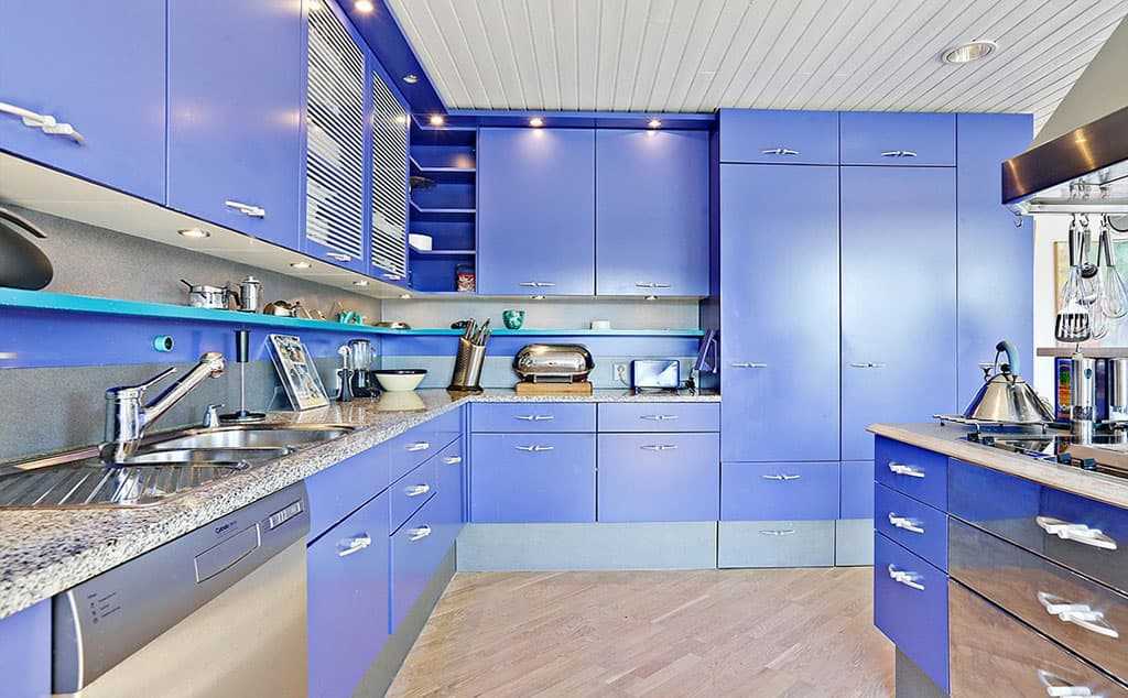 Синяя кухня - 77 фото интерьеров