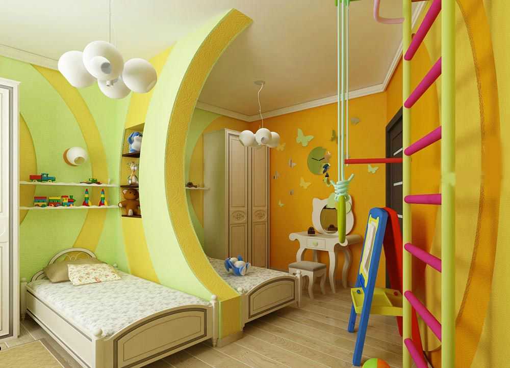 Детская комната для двоих разнополых: зонирование, бюджетный вариант .