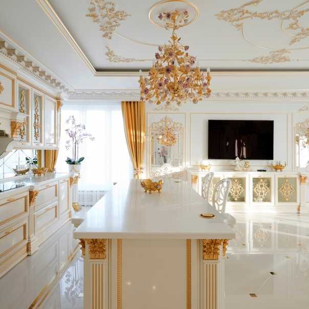 Кухня в золотом стиле станет достойным украшением дома