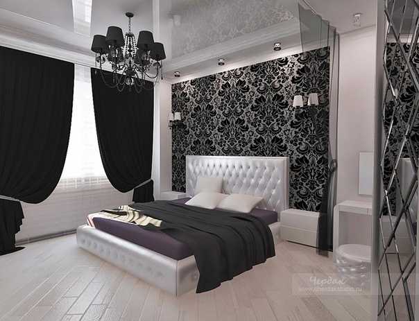 Черно-белая спальня: 145 фото идей применения в дизайне интерьера