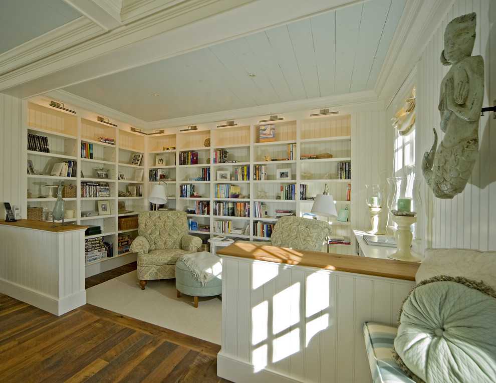 Интерьер домашней библиотеки, дизайн - фото примеров.