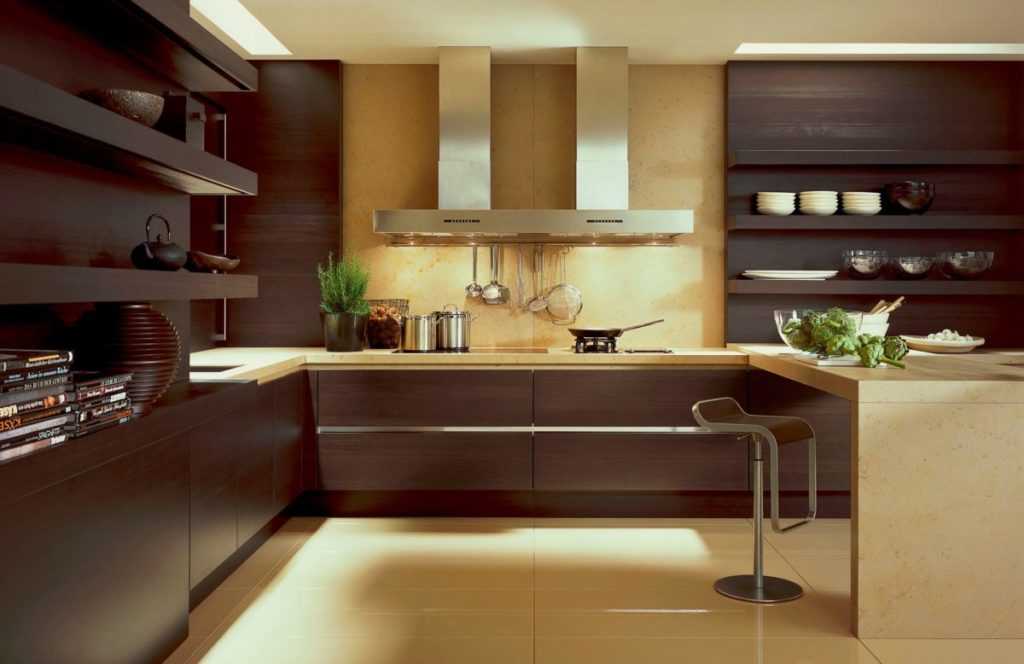Бежево-коричневая кухня (48 фото): дизайн и выбор кухонного гарнитура в шоколадно-бежевых тонах, примеры в интерьере