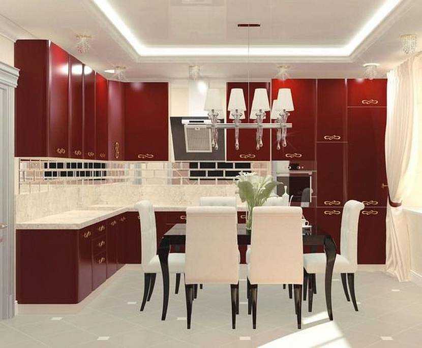 Кухня бордового цвета - 60 фото примеров элегантного дизайна