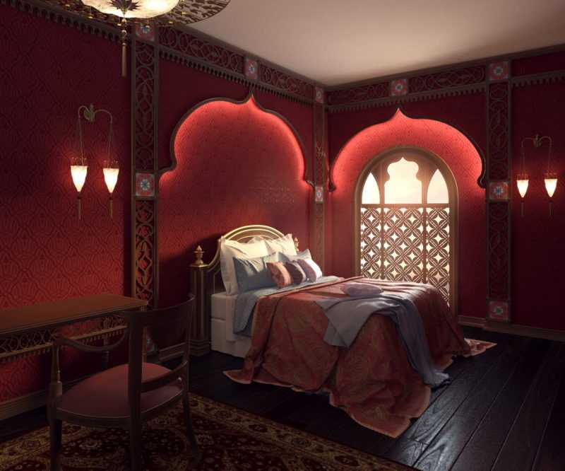 Спальня в восточном стиле — экзотика в городской квартире