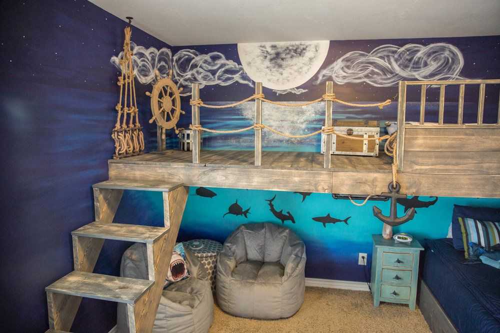 Детская комната в пиратском стиле (пиратская тема) - фото интерьеров