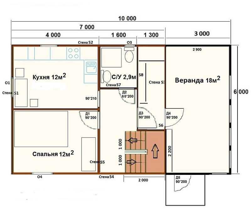 Каркасный дом 6х8 одноэтажный и двухэтажный, сколько стоит постройка, планировка и проект строительства