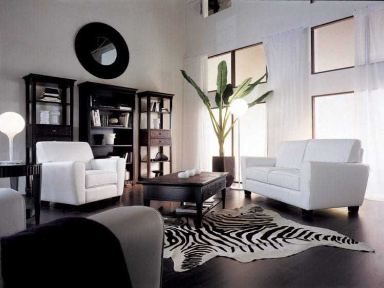 Черно-белая гостиная (50 фото) — современные интерьеры с яркими акцентами