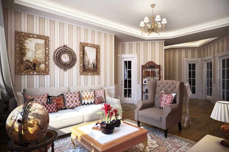 Английский стиль в интерьере кухни, гостиной: дизайн с камином, современные шторы - 30 фото