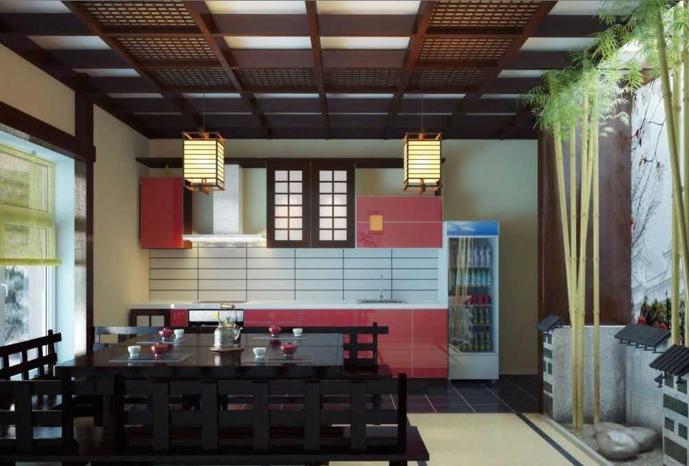 Кухня в японском стиле — (50 фото дизайна)