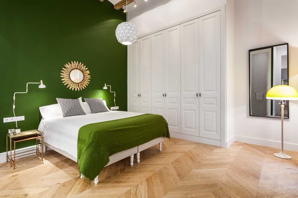 Интерьер спальни в зеленых тонах: дизайн зеленой спальни, сочетания оттенков зеленого с другими цветами