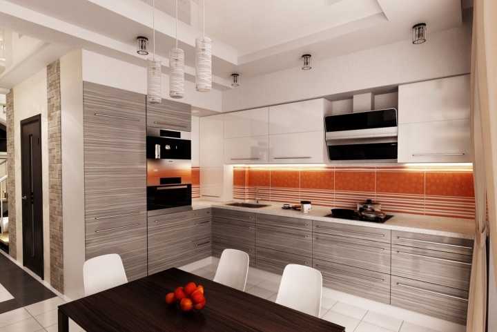 Дизайн кухни в современном стиле: самостоятельный проект интерьера со встроенной техникой, интересные модели
 - 26 фото