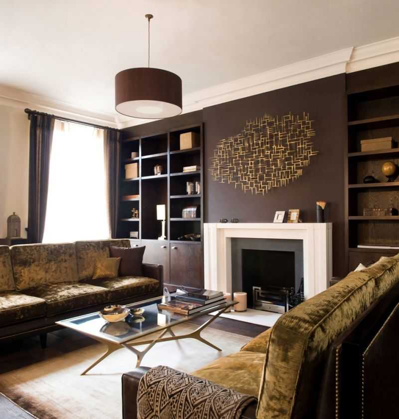 Интерьер гостиной в коричневом цвете - особенности палитры, советы дизайнеров и уникальная фото подборка