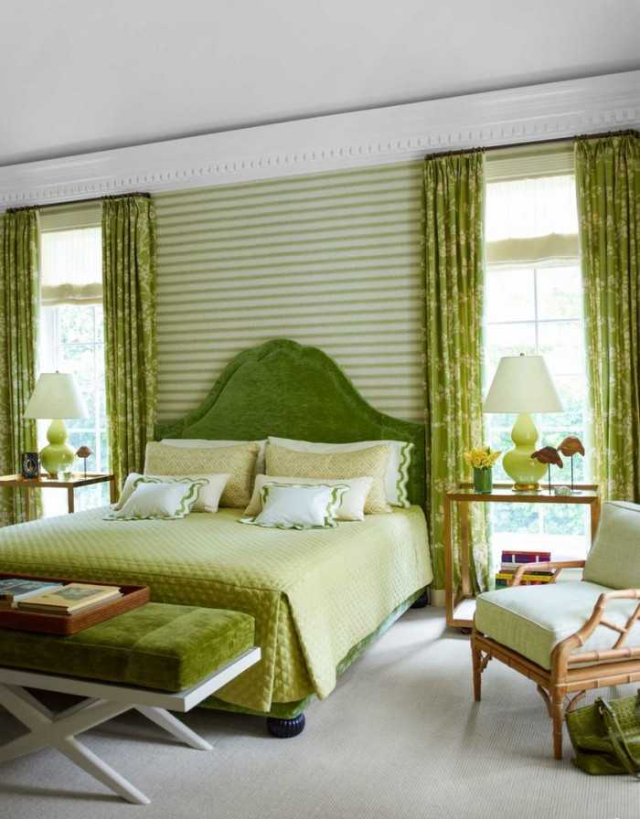 Спальня в зеленых тонах дизайн фото