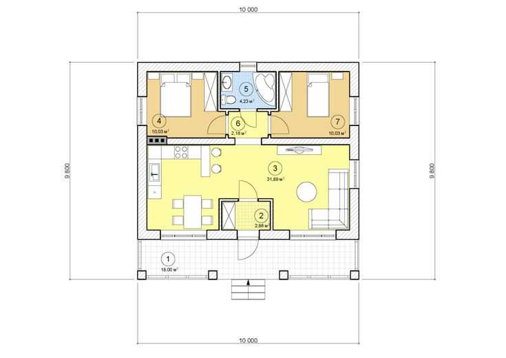 Планировка одноэтажного дома и коттеджа 8х10, 12х12,  11х11, 9х9, 8х8, 6х6, 7х8 и других размеров