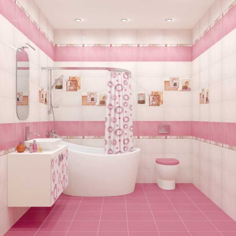 Дизайн розовой ванной