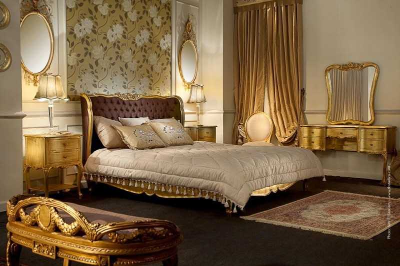 Золотая спальня - 63 фото, идеи дизайна интерьера