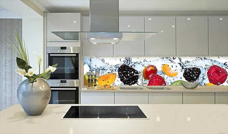 Скинали для кухни - стеклянный кухонный фартук с рисунком | виды
