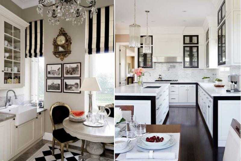 Дизайн черно-белой кухни: 50 + реальных фото интерьеров