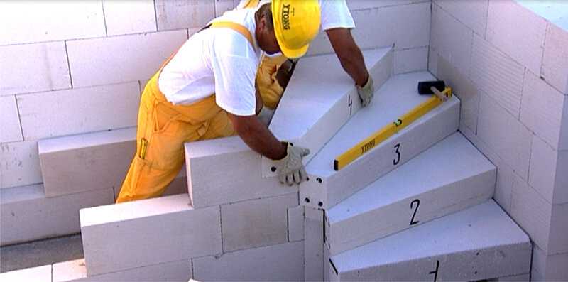 Кладка первого ряда газобетона