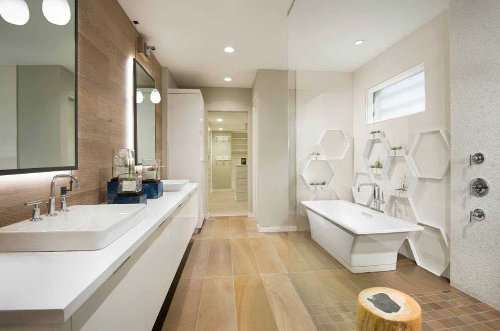 Ванная комната, раскладка плитки в примерах