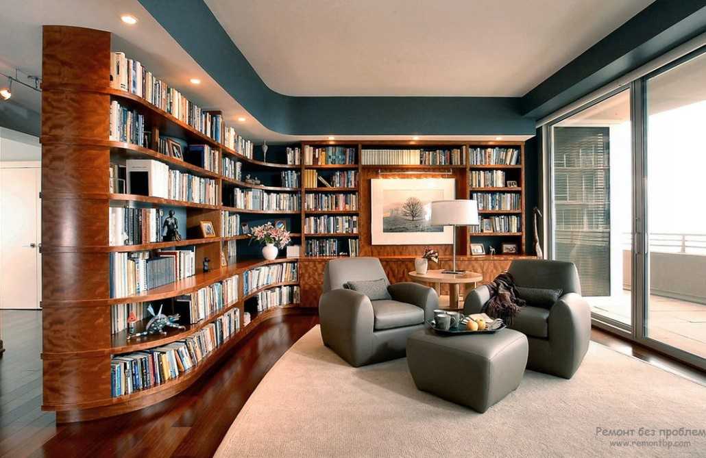 Интерьер домашней библиотеки: как создать ее в гостиной — 60 практичных идей