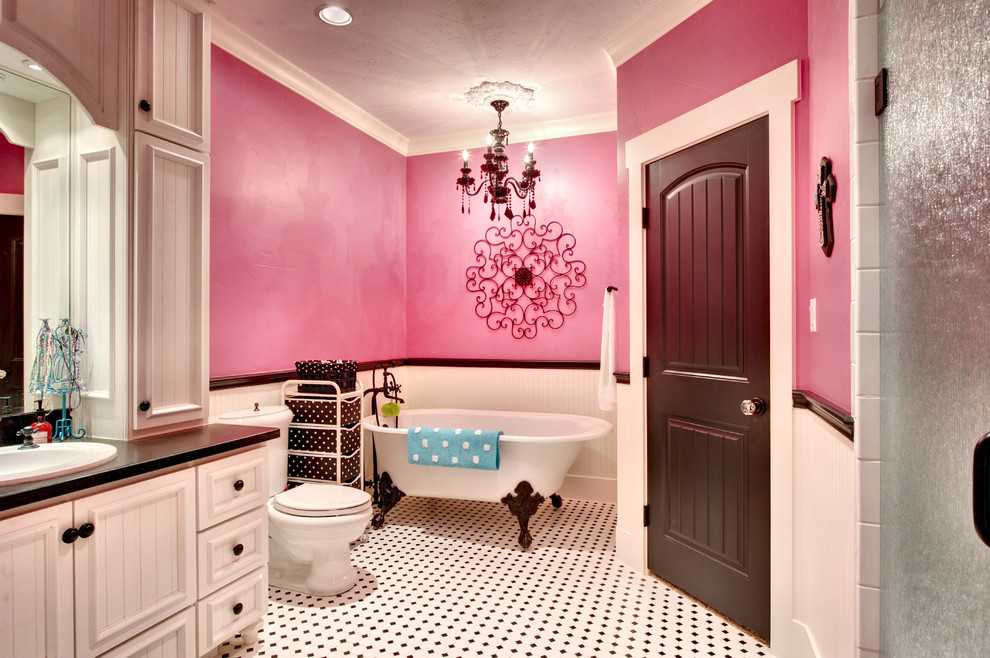 Дизайн ванной комнаты в розовых цветах: 50 шикарных идей