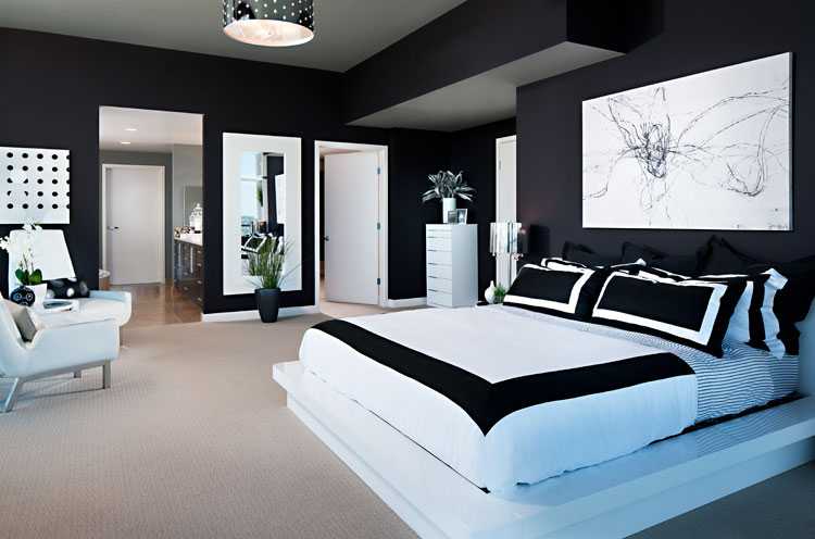 Черно-белая спальня: 125 фото лучших идей дизайна спальни