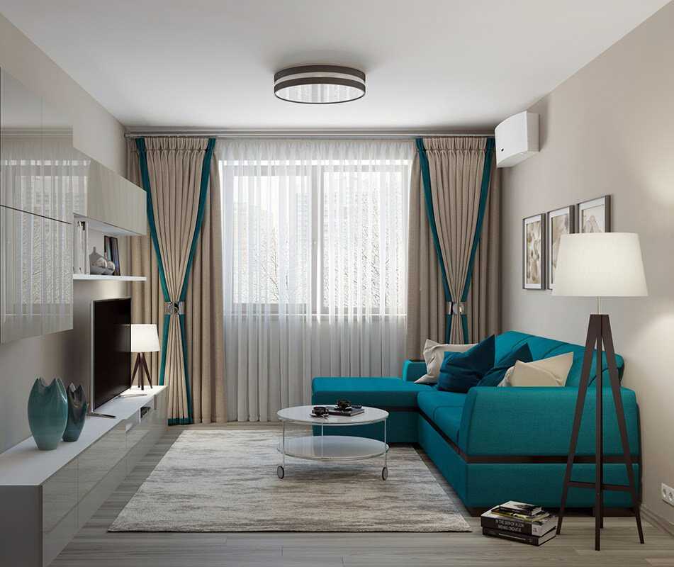 Бирюзовые шторы в гостиной: правила выбора и сочетания благородного цвета + 50 фото-идей