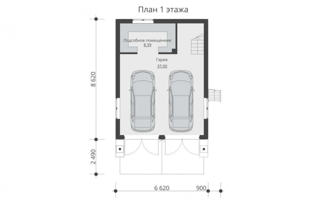 Проект гаража на 2 машины: гараж на два автомобиля с мансардой, постройка с хозблоком, мастерской и жилым вторым этажом, фото